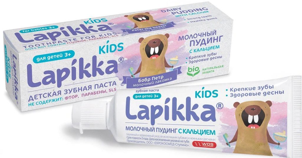 фото упаковки Lapikka Kids Зубная паста Молочный пудинг с кальцием