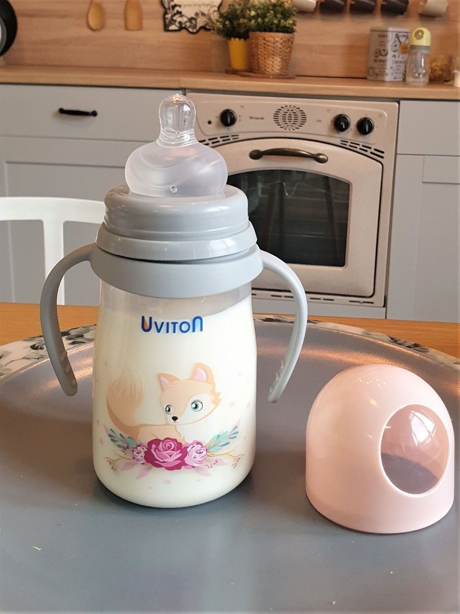 Uviton Бутылочка для новорожденных с широким горлышком, 0228/02, розовая, 250 мл, 1 шт.