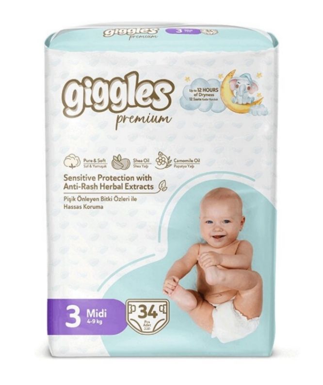 фото упаковки Giggles Premium Twin Midi Подгузники детские