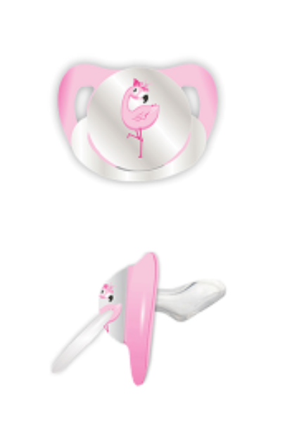 SunnyBaby Соска-пустышка ортодонтическая Фламинго, для детей с 6 месяцев, силиконовая, 1 шт.