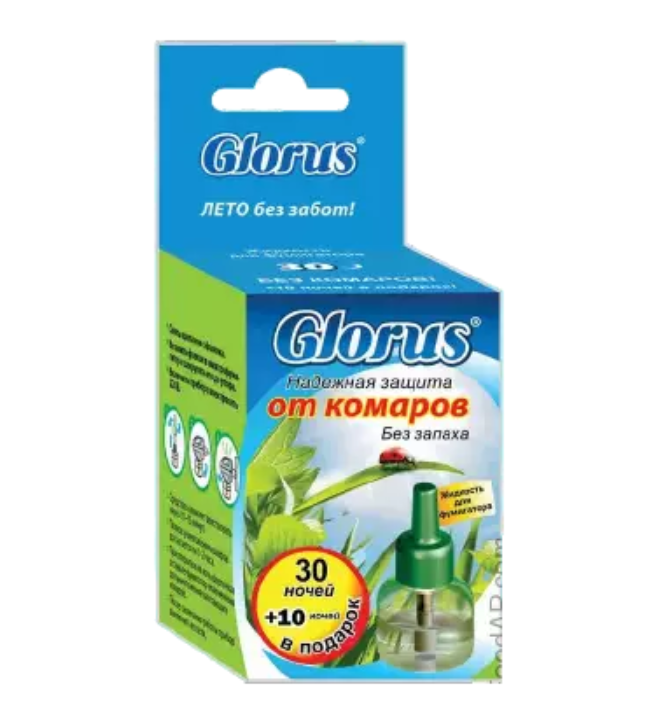 фото упаковки Глорус-Ликвид жидкость от комаров 30+10 ночей
