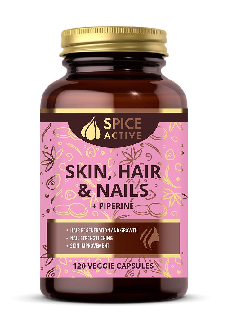 фото упаковки Spice Active Комплекс для кожи, волос и ногтей с пиперином, капсулы, 120 шт. фото упаковки Spice Active Комплекс для кожи, волос и ногтей с пиперином