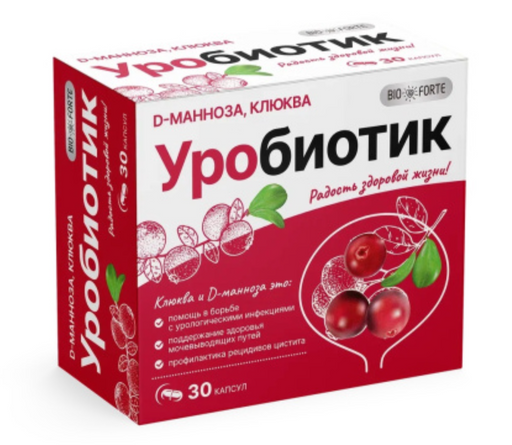 BioForte Уробиотик, капсулы, D-манноза с экстрактом клюквы, 30 шт.