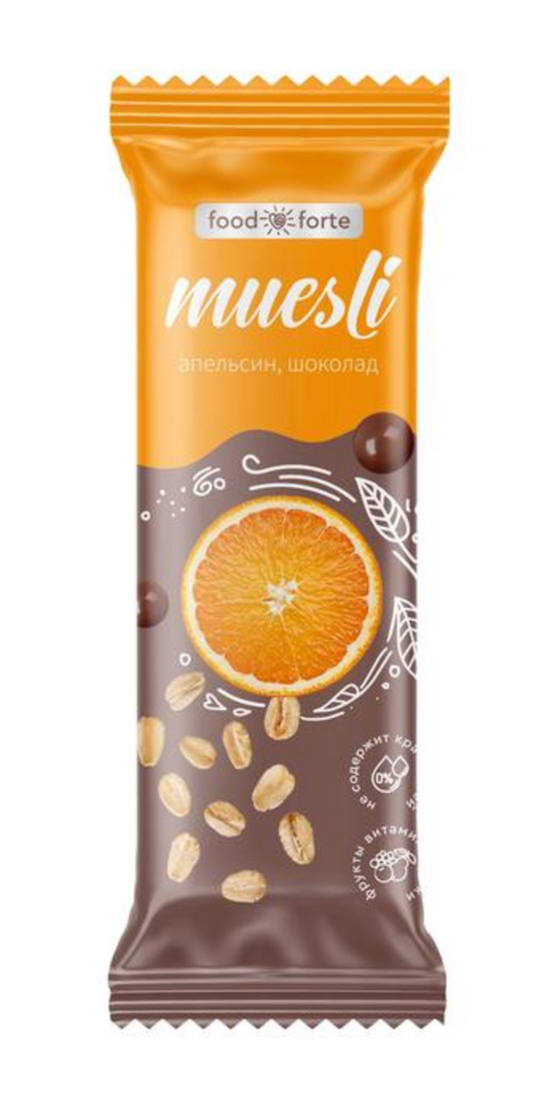 FoodForte Батончик мюсли, апельсин шоколад, 25 г, 1 шт.