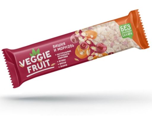 Veggie Fruit Батончик злаково-овощной, вишневая гранола с морковью, 40 г, 1 шт.