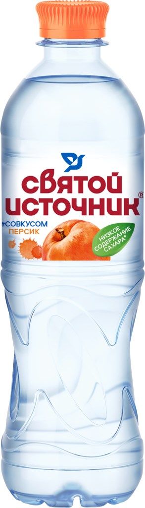 Вода Святой источник питьевая со вкусом персика, негазированная, 0.5 л, 1 шт.