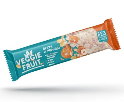 Veggie Fruit Батончик злаково-овощной, ореховая гранола с морковью, 40 г, 1 шт.