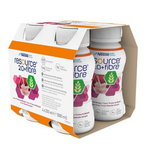 Resource 2.0 + Fibre высококалорийная смесь с пищевыми волокнами, для детей с 3 лет и взрослых, лесные ягоды, 200 мл, 4 шт.