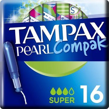 Tampax Compak Pearl Super тампоны с аппликатором, 3 капли, 16 шт.