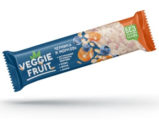 Veggie Fruit Батончик злаково-овощной, черничная гранола с морковью, 40 г, 1 шт.